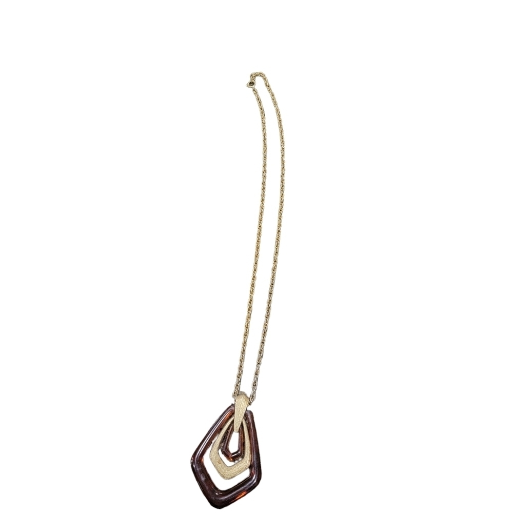 Vintage Gold and Brown pendant necklace